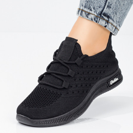 Oferta zilei, Pantofi sport dama cu siret negri MOD08060, modlet.ro