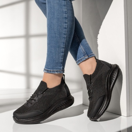 Adidasi dama, Pantofi sport dama cu siret negri MOD13398, modlet.ro