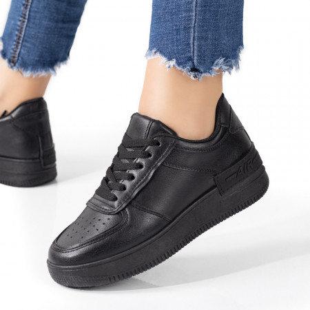 Pantofi sport dama cu siret si talpa groasa negri MOD01444, 2, modlet.ro