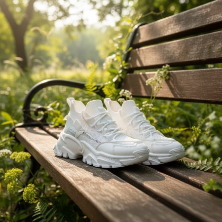 Pantofi sport dama cu talpa groasa albi MOD09199, 2, modlet.ro