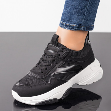 REDUCERI INCALTAMINTE, Pantofi sport dama cu talpa groasa negri MOD08643, modlet.ro