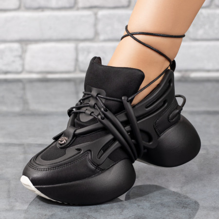 Pantofi sport dama cu talpa groasa negri MOD09781, 3, modlet.ro