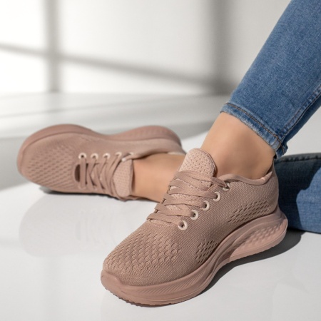 Adidasi dama, Pantofi sport dama din material textil roz deschis MOD13185, modlet.ro