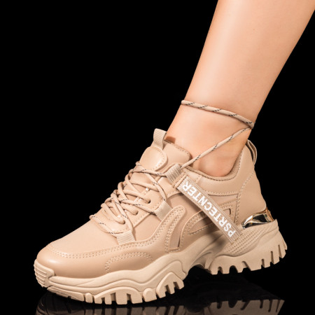 Incaltaminte dama, Pantofi sport dama khaki cu siret ZEF03453, zeforia.ro