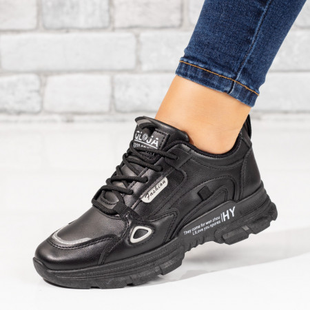 Adidasi dama, Pantofi sport dama negri cu gri MOD10080, modlet.ro