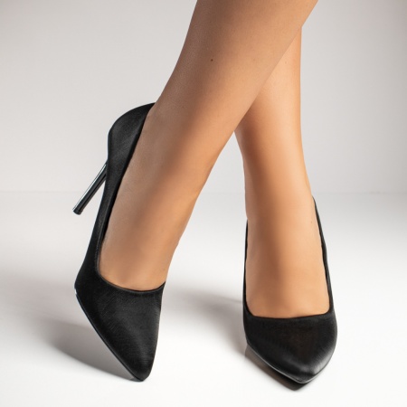 Pantofi Stiletto dama cu toc subtire negri MOD12121, 2, modlet.ro