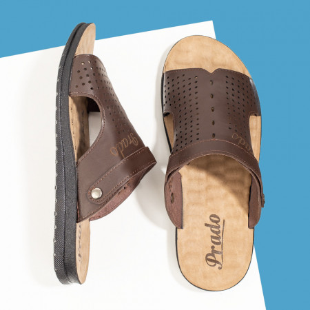 Papuci casual barbati cu bareta maro inchis MOD09557