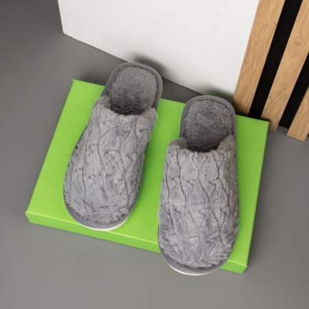 Papuci de casa dama, Papuci de casa dama gri MOD14021, modlet.ro