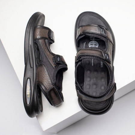 Sandale barbati cu talpa joasa gri MOD11597, 3, modlet.ro