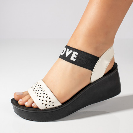 Sandale cu platforma dama alb cu negru ZEF08508