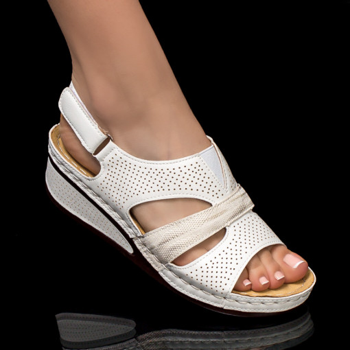 Sandale dama albe cu platforma MDL04155