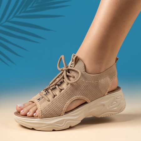 Sandale dama cu platforma khaki EVA69, 2, modlet.ro