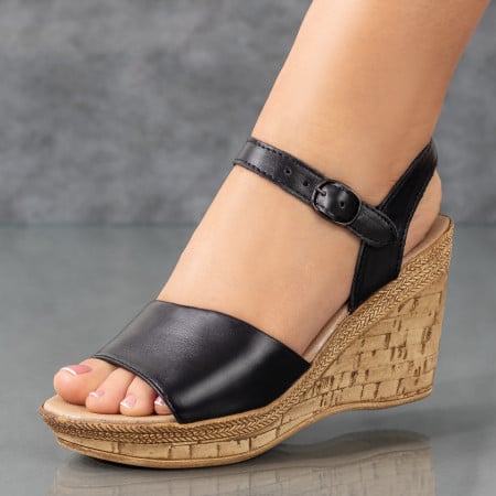 Sandale dama cu platforma negre din Piele naturala ZEF11460, 2, zeforia.ro