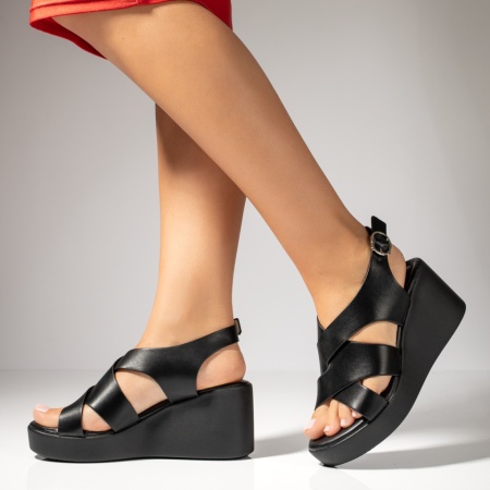 Sandale dama cu platforma negre MOD13883, 3, modlet.ro