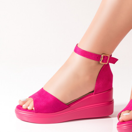 1+1 CADOU, Sandale dama cu platforma roz suede MDL09585 - modlet.ro