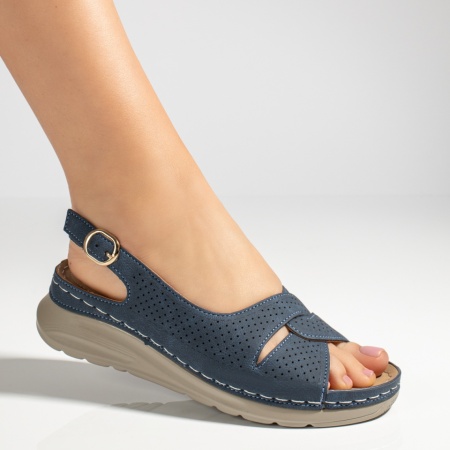 Sandale cu platforma, Sandale dama cu platforma si bareta albastre MOD13386, modlet.ro