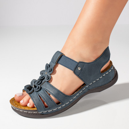 REDUCERI INCALTAMINTE, Sandale dama cu platforma si bareta elastica albastre MOD09247, modlet.ro