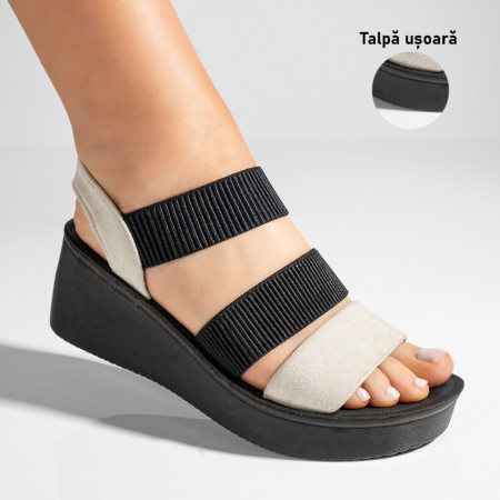Sandale dama cu platforma si bareta elastica gri suede MOD09089, 3, modlet.ro