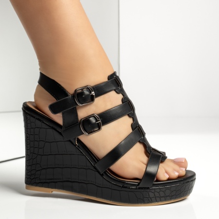 Sandale dama cu platforma si bareta negre MOD11499, 3, modlet.ro