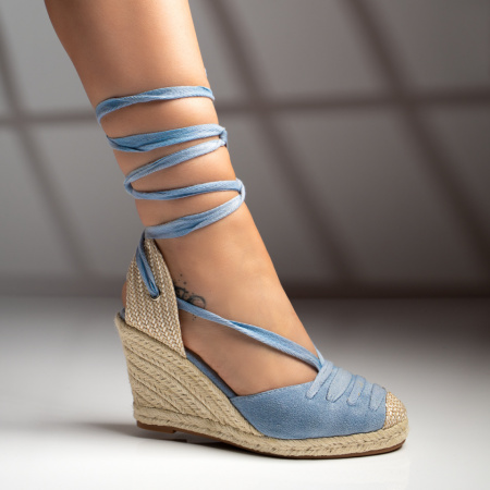 Oferta zilei, Sandale dama cu platforma si snur albastre MOD04468, modlet.ro