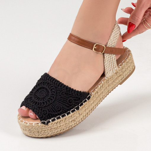 REDUCERI INCALTAMINTE, Sandale dama cu talpa groasa negre MOD04015, modlet.ro