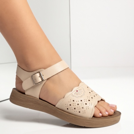 Sandale dama cu talpa joasa bej LIA97, 3, modlet.ro