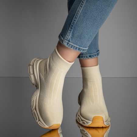 Plateste Jumatate!, Sneakers bej dama MOD11668, modlet.ro