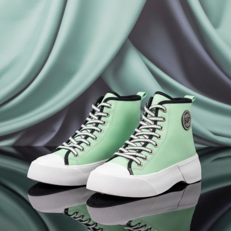 Tenisi dama cu siret si strasuri verde cu negru MOD09962, 2, modlet.ro