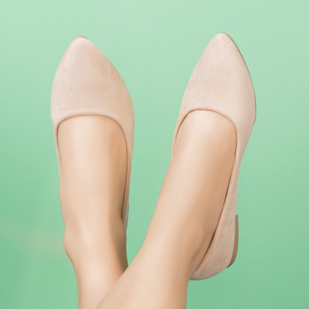 Balerini dama bej suede MOD08282, 4, modlet.ro
