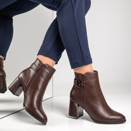 Botine dama cu toc gros maro LILI36, 3, modlet.ro