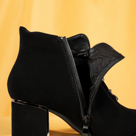 Botine dama cu toc gros negru suede MOD14086, 2, modlet.ro