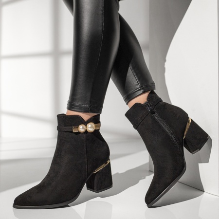 Botine dama negre cu toc gros MOD12909, 2, modlet.ro