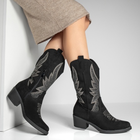 Ciocate dama cu model cusut si fermoar negru suede MOD12808, 3, modlet.ro