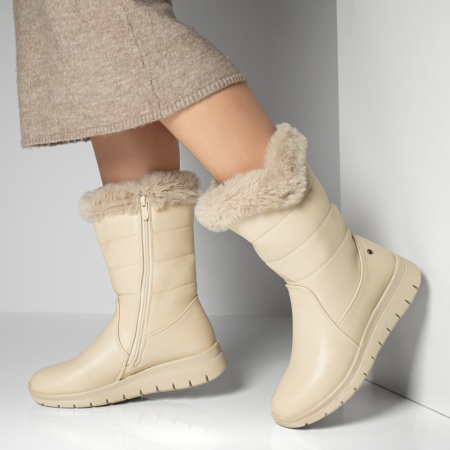 Cizme dama, Cizme dama cu talpa groasa bej MOD12849, modlet.ro