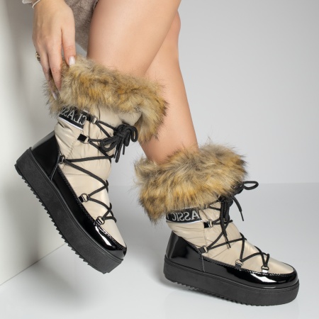 Cizme dama scurte khaki cu siret MOD12540, 3, modlet.ro