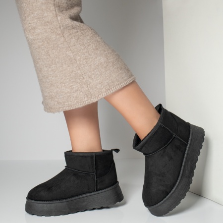 Cizme scurte dama tip oog negre suede MOD12590, 4, modlet.ro