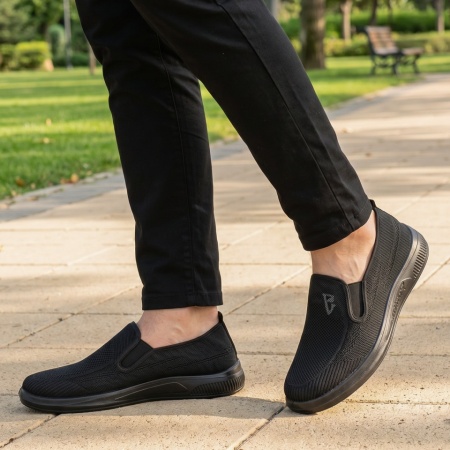 Espadrile barbati cu insertie de material elastic negre ALIN2, 2, modlet.ro