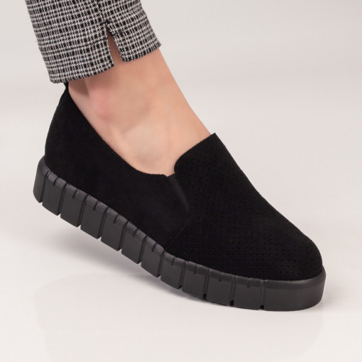 Plateste Jumatate!, Espadrile casual dama cu talpa groasa negru suede MOD04422, modlet.ro