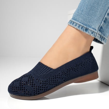 Pantofi dama, Espadrile dama cu perforatii si talpa joasa albastre MOD13063, modlet.ro
