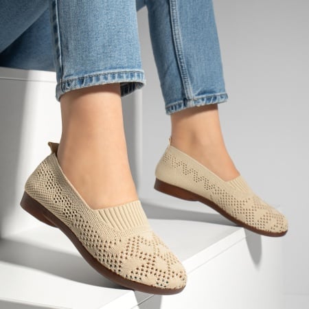 Espadrile dama cu perforatii si talpa joasa bej ZEF13063, 3, zeforia.ro