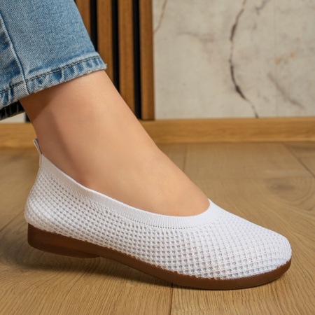 Espadrile dama cu talpa joasa din material textil albe ZEF13064, 4, zeforia.ro