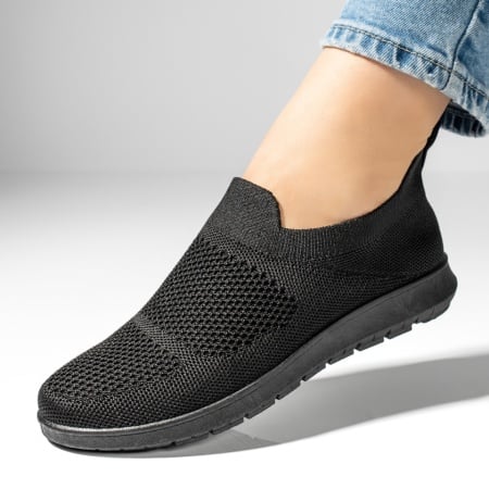 Espadrile dama cu talpa joasa din material textil negre ZEF13066