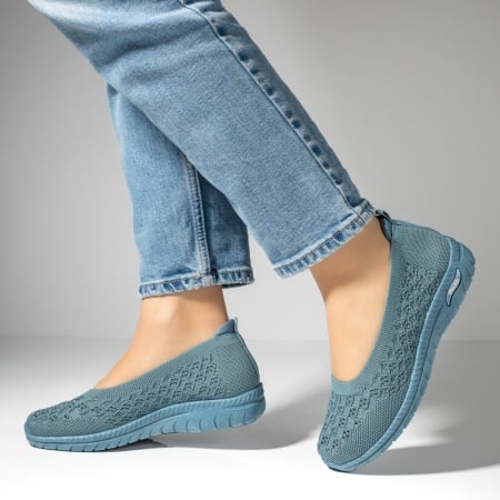 Incaltaminte dama, Espadrile dama din material textil cu perforatii albastre ZEF13058, zeforia.ro