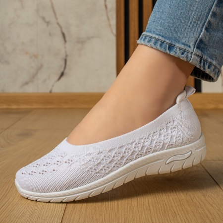 Espadrile dama din material textil cu perforatii albe MOD13058, 2, modlet.ro
