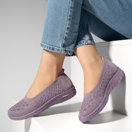 Incaltaminte dama, Espadrile dama din material textil cu perforatii mov MOD13058, modlet.ro