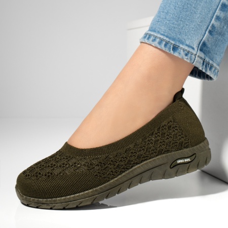 Incaltaminte dama, Espadrile dama din material textil cu perforatii verzi MOD13058, modlet.ro