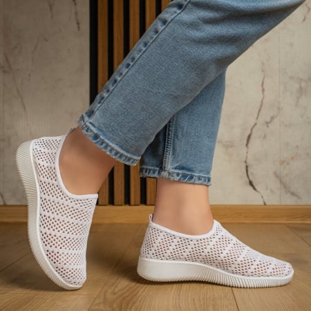 Espadrile sport dama cu perforatii albe ZEF13061, 4, zeforia.ro