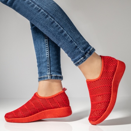 Espadrile sport dama, Espadrile sport dama cu perforatii rosii MOD13061, modlet.ro