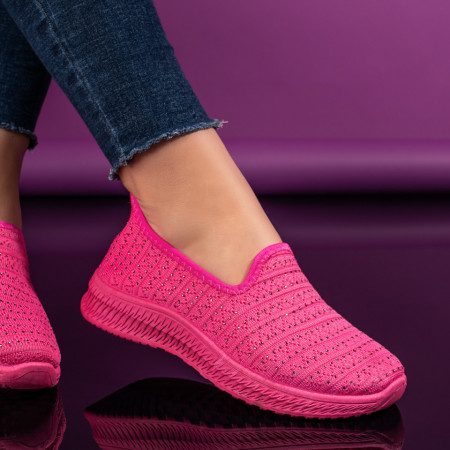 Incaltaminte dama, Espadrile sport dama cu strasuri din material textil roz MOD10997, modlet.ro