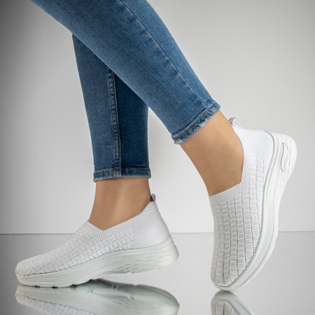 Espadrile sport dama cu talpa groasa albe EMA10, 2, modlet.ro